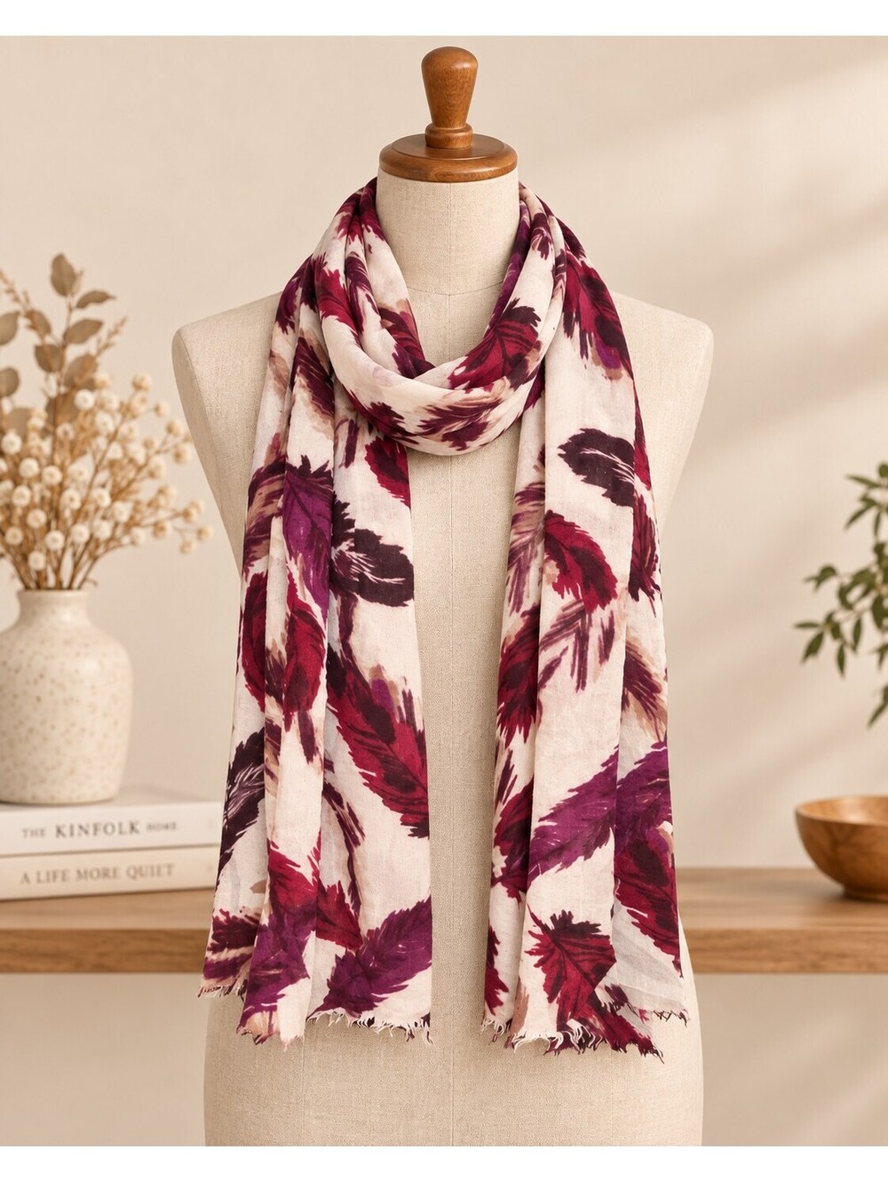 Purple feather scarf